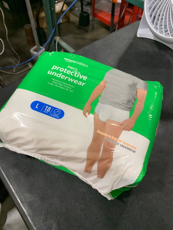 Photo 1 of Amazon Basics Incontinence Underwear for Men, Maximum Absorbency, Large, 18 Count (1 Pack)