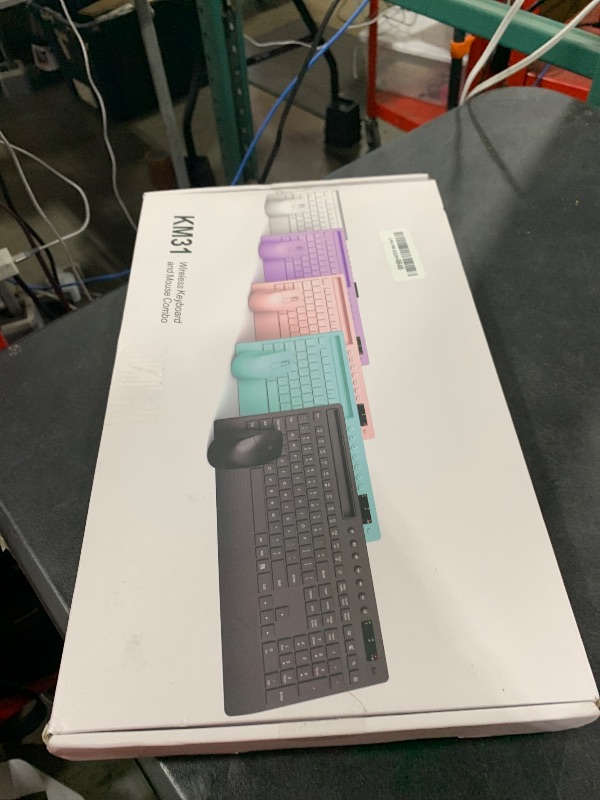 Photo 1 of Trueque Wireless Keyboard and Mouse Combo - Full-Size Quiet Keyboard with Palm Rest, Phone Holder, Multimedia Keys, Power Switch, Compatible with Windows, Chrome OS, PC, Laptop (Batteries Included)