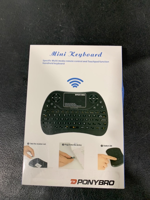 Photo 1 of PONYBRO Mini Wireless Keyboard with Touchpad Mouse, 2.4GHz Portable Handheld Keyboard with QWERTY Keypad,RGB Backlit,Rechargeable Battery for Android TV Box/Mac/PC/Nvidia Shield