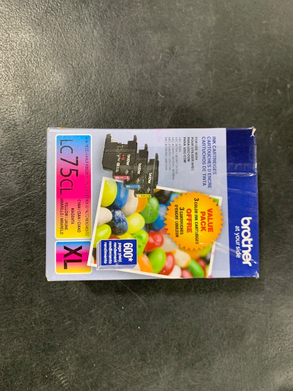Photo 1 of Brother LC753PKS XL High Yield 3 Pack - 1 Each LC75C, LC75M, LC75Y Ink, Yellow/cyan/magenta
