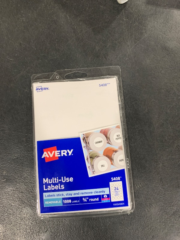 Photo 1 of Avery Removable Print or Write Labels for Laser and Inkjet Printers, 0.75 Inches, Round, Pack of 1008 (5408)