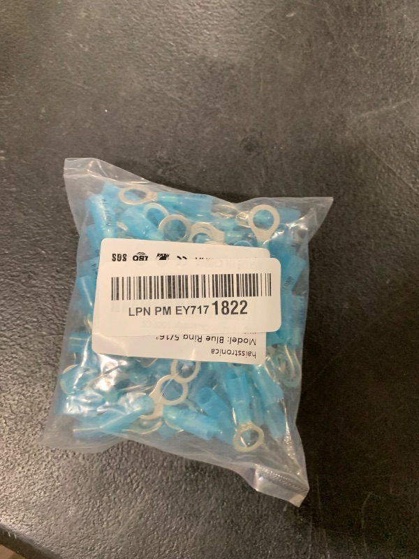 Photo 1 of haisstronica 100pcs 5/16" Blue Marine Grade Heat Shrink Ring Connectors,16-14 Gauge Tinned Red Copper 0.7mm Ring Terminals Connectors,Brazed-Seam Insulated Electrical Crimp Wire Terminals