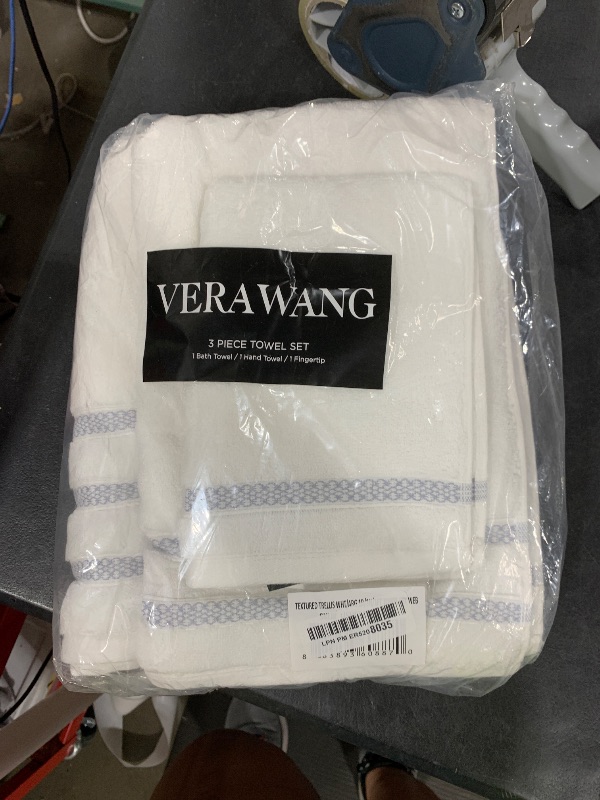 Photo 1 of Vera Wang - Bath Towels, Highly Absorbent & Super Soft Bathroom Essentials, Oeko-Tex Certified (Textured Trellis Grey, 3-Piece)