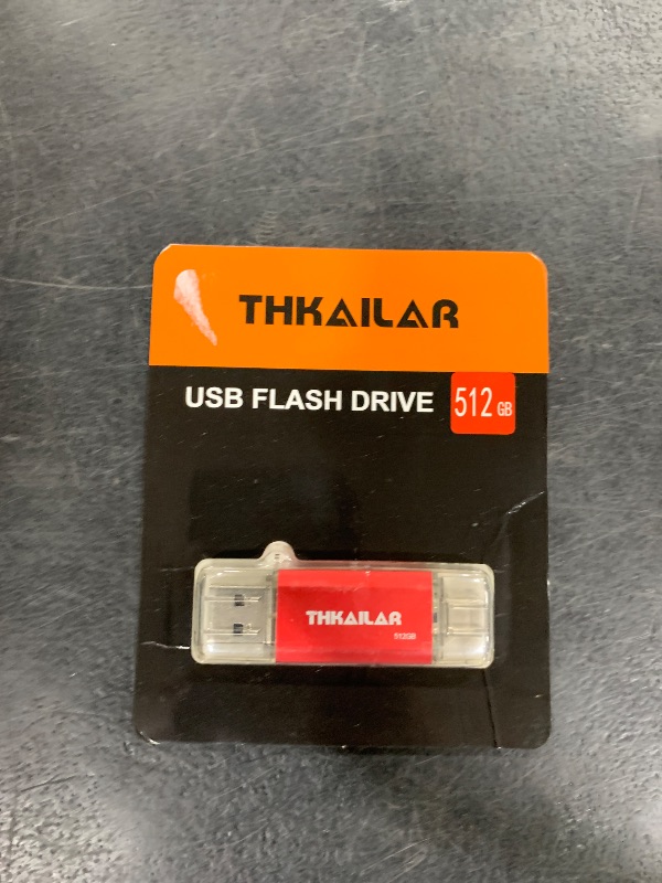 Photo 1 of Thkailar USB Flash Drive 512GB,Type A and Type C Ports 2 in 1 OTG USB 3.1 Thumb Drive,Memory Stick for Business Traveler Compatible with iPhone 15/Android Phone/PC/Mac Pro/Laptop(Red)