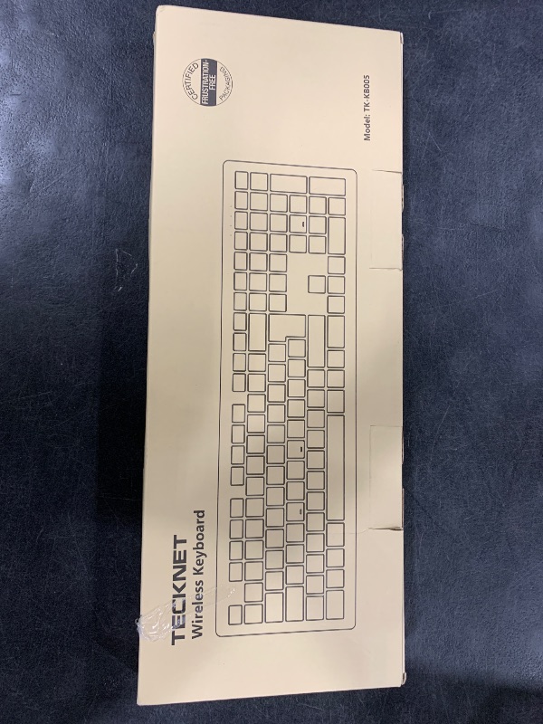 Photo 1 of TECKNET Bluetooth Keyboard Rechargeable, 4-Device Free Switching (2.4G+BT), Ultra-Slim Full Size Wireless Keyboard, Quiet Typing, for PC/Laptop/Smart TV/Phone, Adjustable Stand, 12 Multimedia Keys