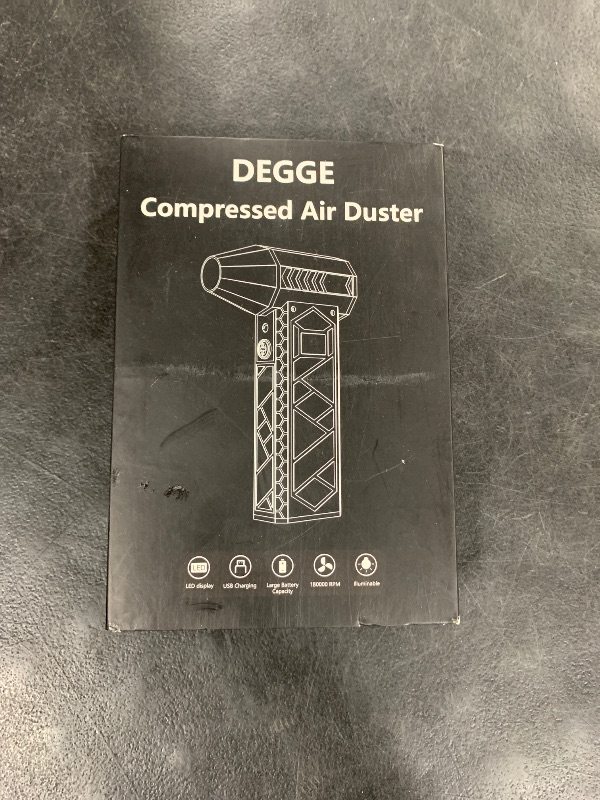 Photo 1 of DEGGE Compressed Air Duster 10000mAh, 180000RPM Electric Air Duster with Display Screen & Light, 4 Gear Adjustable Cordless Rechargeable Turbo Car Dryer Jet Air Blower for Keyboard,Computer,Car,Home