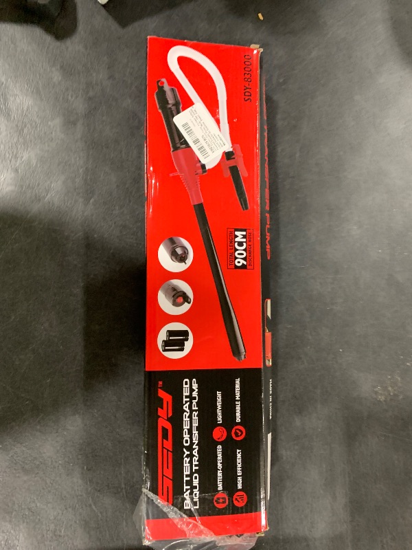 Photo 1 of SEDY Electric Hand Pump, Portable Battery Powered Transfer Pump, Multi-Use Siphon Liquid Extractor for Gasoline, Diesel, Fuel, and Water Transfer