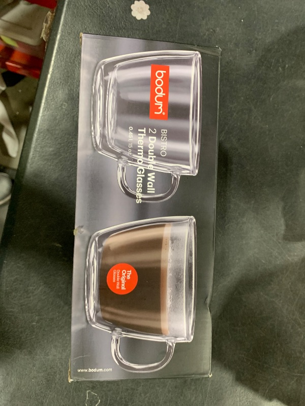 Photo 1 of Bodum 15oz Double Wall Latte Mug, High-Heat Borosilicate Glass, Set of 2, Clear