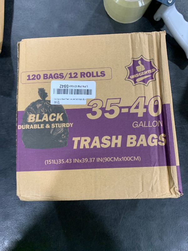 Photo 1 of 35-40 Gallon Black Trash Bags 120 Count - 35" x 40" Large Garbage Bags, 30+ Gallon Strong Trash Can Liners for Home, Commercial Use,Yard Waste, Bulk