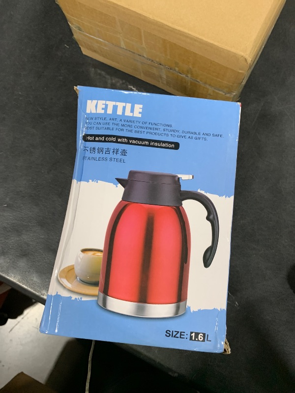 Photo 1 of 54oz Thermal Coffee Carafe, Stainless Steel Insulated Thermal, Double Wall Vacuum Flask, Small Coffee Carafe for Keeping Hot or Cold Drinks, Coffee, Tea (Bright Red)
