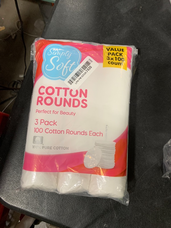 Photo 1 of Medline Simply Soft Cotton Rounds (300 Count), 100% Cotton Absorbent and Textured Cotton Pads, Lint-Free