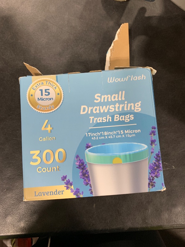 Photo 1 of 300 Count 15 Micron Extra Thick 4 Gallon Drawstring Small Trash Bags, Sturdy & Tear-Resistant Small Garbage Bags for Bathroom, Office, Bedroom & Kitchen