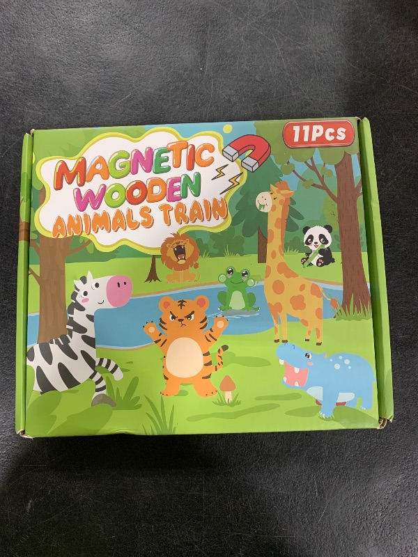 Photo 1 of 11 Pcs Magnetic Train Set Montessori Toys for 1 2 3 Years Old Toddlers Boys Girls, Wooden Animals Preschool Learning Activities Educational Sensory Toys Birthday Gifts Ages 1-3, 2-4