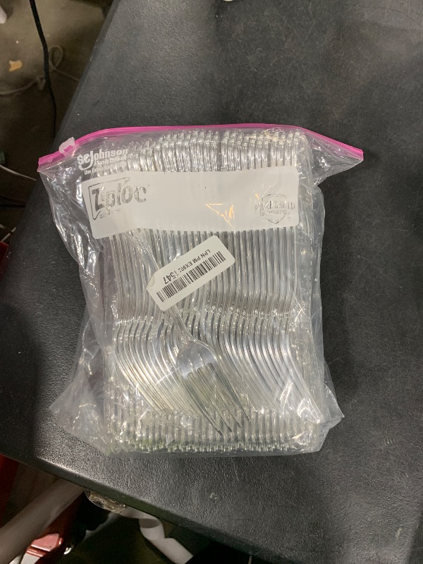 Photo 1 of Joyido 90PCS Silver Plastic Silverware - Heavy Duty Silver Disposable Cutley - Fancy Plastic Utensils Flatware Include 30 Forks, 30 Spoons, 30 Knives for Catering, Parties, Dinners, Weddings