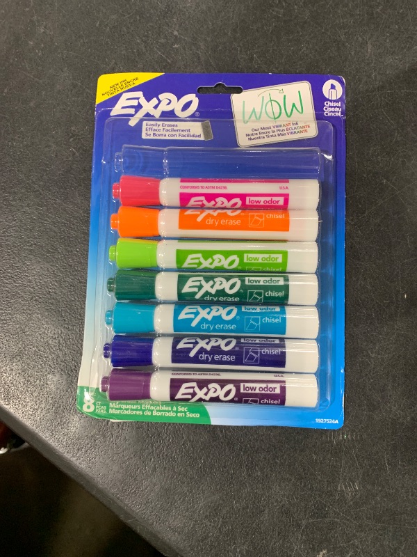 Photo 1 of EXPO Low Odor Dry Erase Markers Chisel Tip Assorted Colors 8 Count
