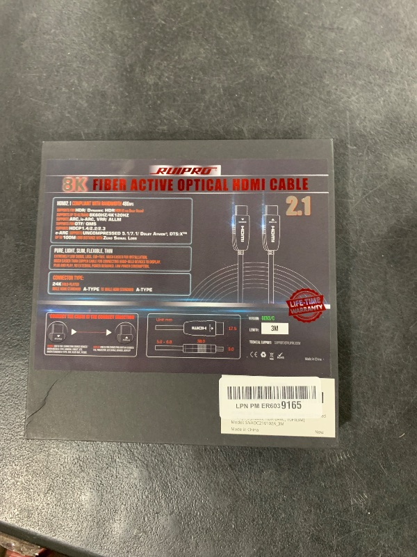Photo 1 of RUIPRO 8K HDMI Fiber Optic Cable CL2 Rated 10 Feet 48Gbps 8K60Hz 4K120Hz Dynamic HDR eARC HDCP2.2/2.3 for RTX4080/4090/3080/3090, Xbox S/X, PS5/4, AVR, Projector, LG/Samsung/Sony TV