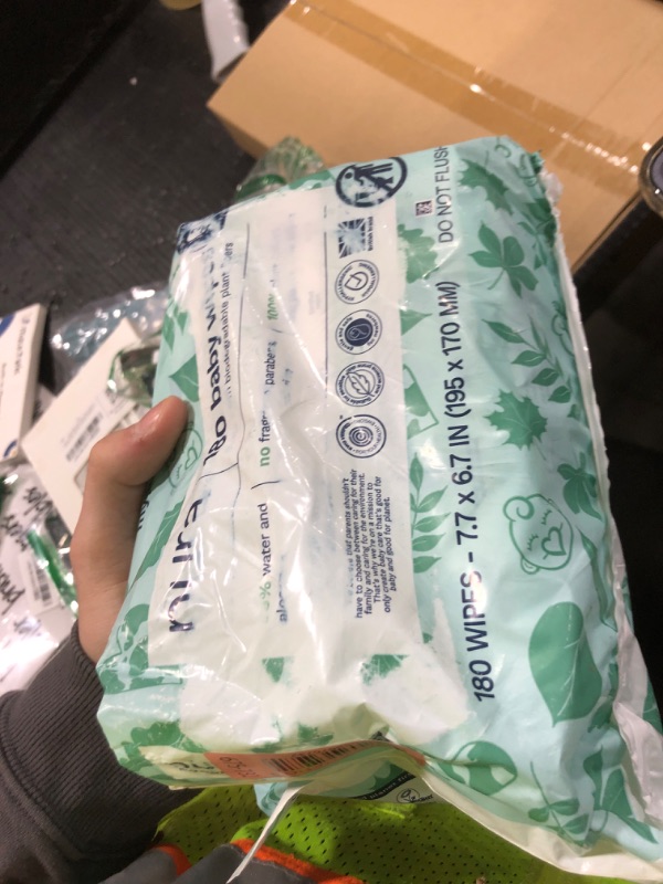 Photo 1 of Pura Natural Sensitive Baby Wipes, 99% Water, Unscented & Hypoallergenic, Suitable for Sensitive & Eczema-prone Skin, Fragrance Free & Hypoallergenic, EWG Verified, 3 x 60 per pack (180 Wipes)