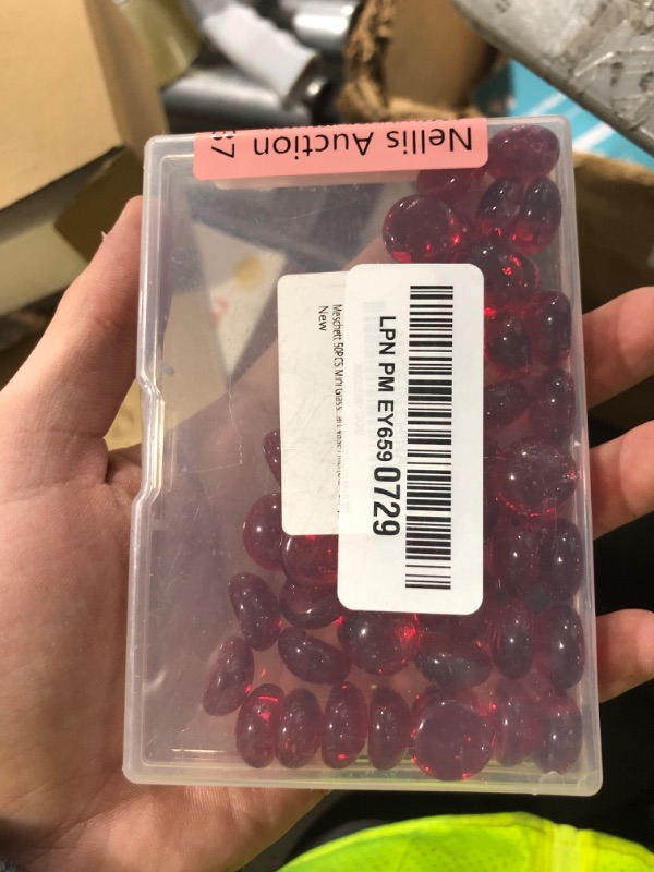 Photo 1 of Meschett 50PCS Mini Glass Gems,Red Mancala Stones Flat Bottom Marble Beads for Home Decorative Art Craft Vase Filler(0.5"~0.7")
