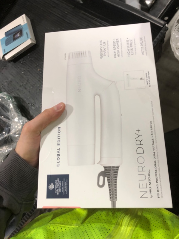 Photo 1 of Neuro by Paul Mitchell Dry+ Global Edition Auto Dual Voltage Hair Dryer with Storage Bag for Worldwide Travel, Pearlescent White