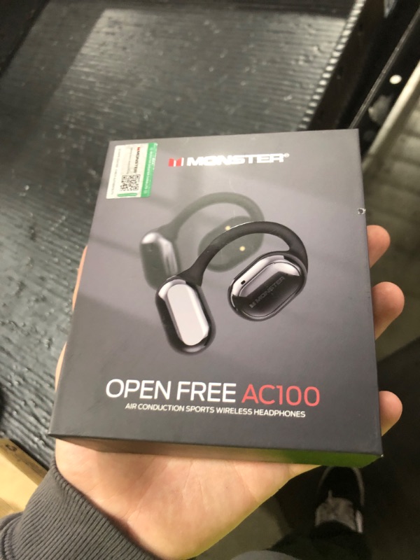 Photo 1 of Monster Open Free AC100 Open Ear Bluetooth 5.3 Headphones, Wireless Earbuds with Earhooks, Immersive Stereo Sound by 16mm Large Driver, Clear Calls, 30H Playtime, for Workout, Black