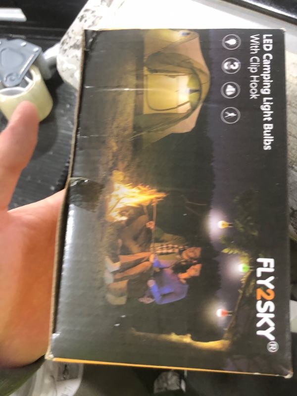 Photo 1 of FLY2SKY Tent Lamp 4 Packs Portable LED Tent Lights Clip Hook Hurricane Emergency Lights LED Camping Lights Bulb Camping Lanterns Camping Equipment for Camping Hiking Backpacking Outage
