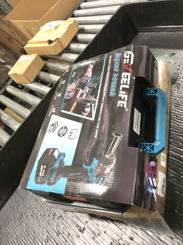 Photo 1 of GEVEELIFE 650N.m/480Ft-lbs Brushless Impact Wrench,1/2" Cordless Impact Gun w/ 2x4.0Ah Battery & 6 Sockets, 3300RPM Power Electric Impact Driver for Car/DIY Furniture/Lawn Mower, Blue Toolbox