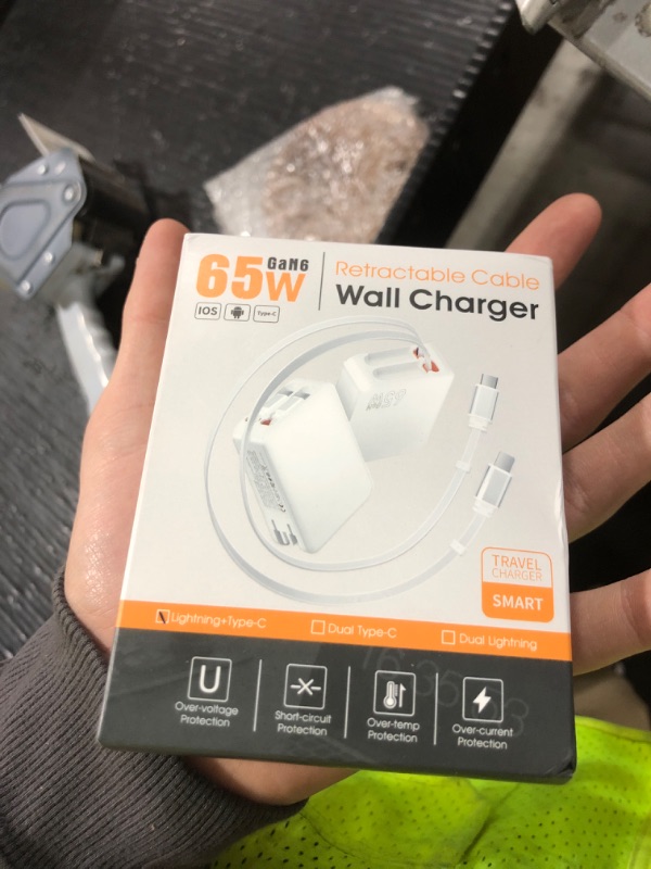 Photo 1 of 65W for MacBook Pro Charger,5-in-1 Retractable Wall Charger Plug for iPhone 17, 3.94 ft PD USB C&Lightening Cable&3 Ports, Fast Charging Block for Mac Book Pro/Air, M1 M2 M3 M4, iPad Pro,Galaxy,Pixel