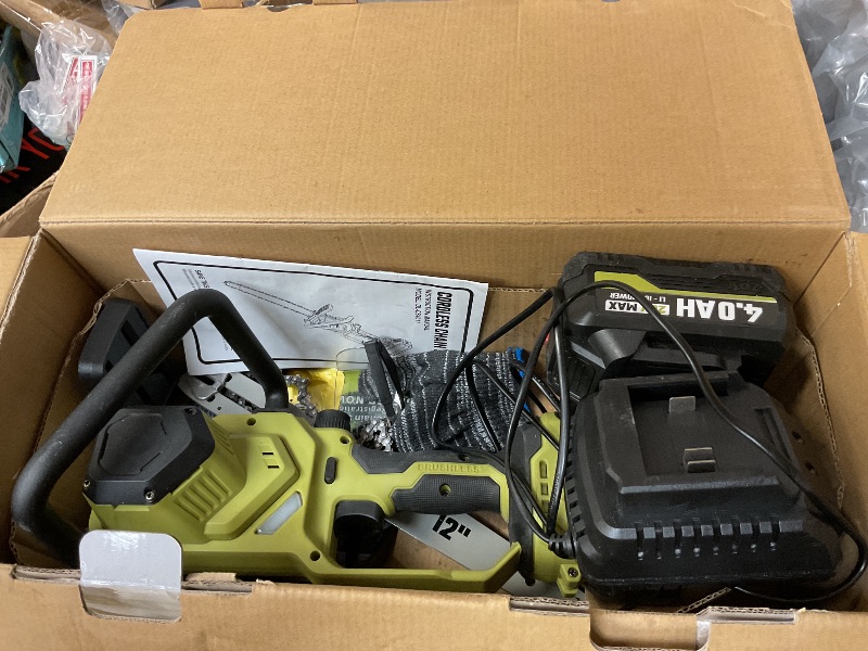 Photo 1 of SEE NOTES…….SEYVUM Brushless 12 Inch Chainsaw Cordless, 20V Battery Chainsaw with 2 x 4.0Ah Batteries, 2 x Chains, Electric Chainsaws with Tool-free Chain Tension, Auto Oiling for Wood Cutting Trimming Branch