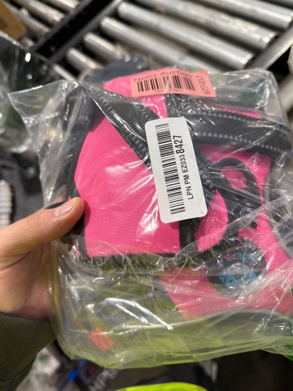 Photo 1 of PHOEPET Reflective Dog Harness Large Breed Adjustable No Pull Vest with Handle 2 Metal Rings 3 Buckles [Easy to Put on & Take Off](L, Pink)