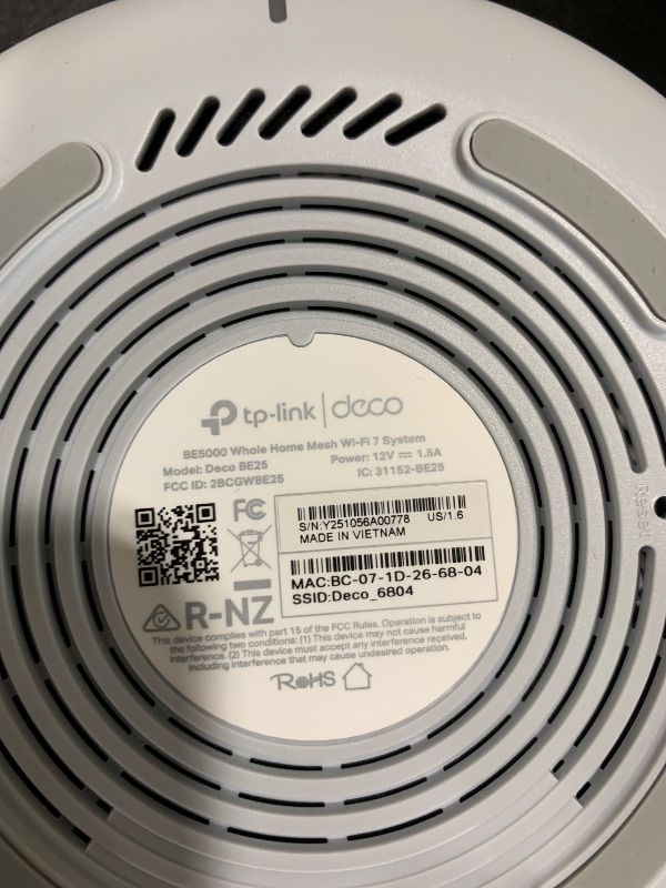 Photo 1 of TP-Link Deco BE25 Dual-Band BE5000 WiFi 7 Mesh Wi-Fi System | 4-Stream 5 Gbps, 240 Mhz | Covers up to 6,600 Sq.Ft | 2X 2.5G Ports Wired Backhaul | VPN,MLO, AI-Roaming, HomeShield, 3-Pack