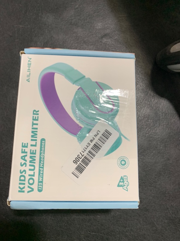 Photo 1 of Kids Headphones, AILIHEN I35 On-Ear Headphones for School, 93dB HD Mic Stereo Headphone for Kid Girls Children, Foldable Wired 3.5mm for Chromebook, Laptop, Computer, Tablet (Green Purple)