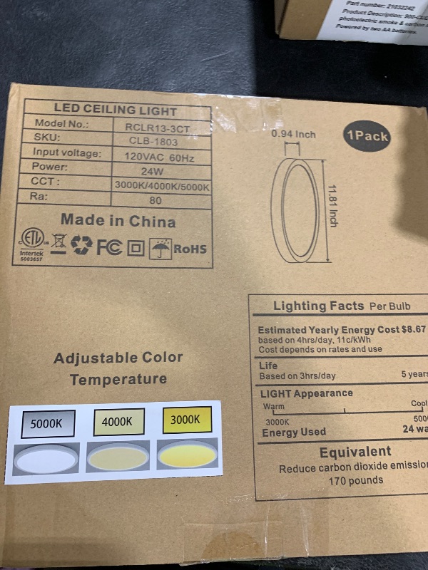 Photo 1 of hykolity 12 Inch Selectable CCT LED Round Flat Panel Light, 24W 3000K/4000K/5000K, Edge-Lit Flush Mount Ceiling Light Fixture for Kitchen, Bedroom, Laundry and Closet Room?Gold