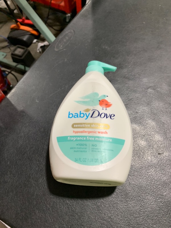 Photo 1 of Baby Dove Sensitive Skin Care Baby Wash Fragrance Free Moisture For Baby Bath Time Fragrance Free and Hypoallergenic, Washes Away Bacteria 34 oz (Pack of 1)
