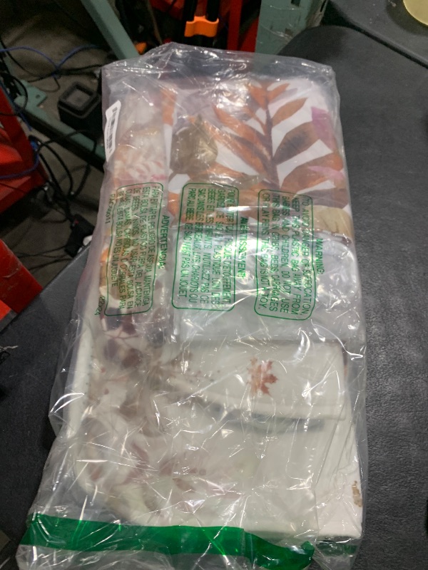 Photo 1 of 4Pcs Fall Shower Curtain Set Autumn Farmhouse Fallen Leaves Pumpkin Shower Curtain Set with Non-Slip Washable Bath Rugs, Toilet Lid Cover for Farmhouse Fall Bathroom Decor Accessory