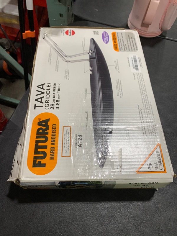 Photo 1 of Hawkins Futura 28 cm Tava, Hard Anodised Tawa with Stainless Steel Handle, Black (AT28)