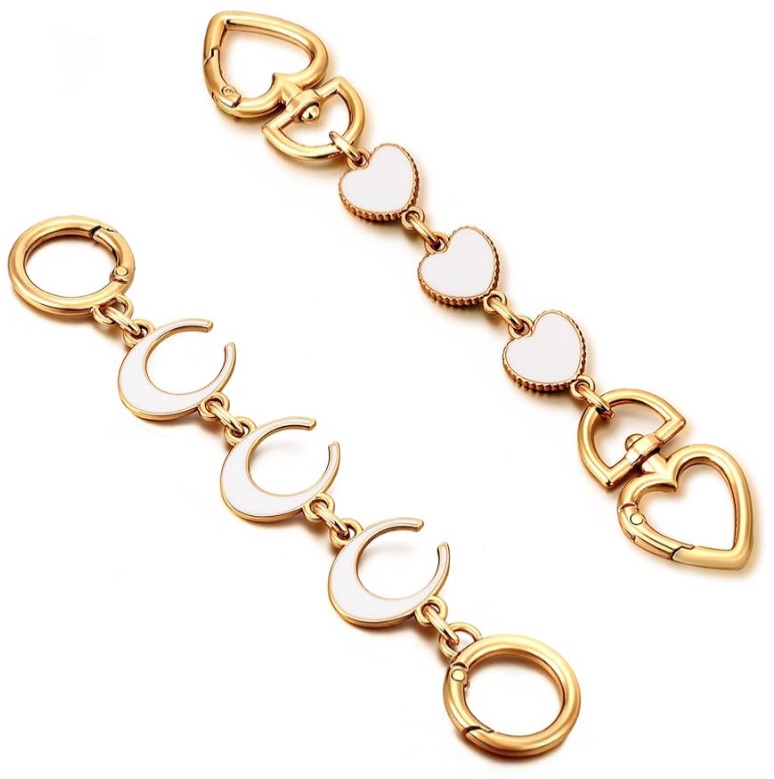 Photo 1 of 2Pcs Bag Extender Chain Heart Moon Purse Strap Extenders for Handbags Purse Extender Chain Gold Chain Purse Strap Replacement White Purse Accessories Bag Charms for Handbags Purse Making Supplies