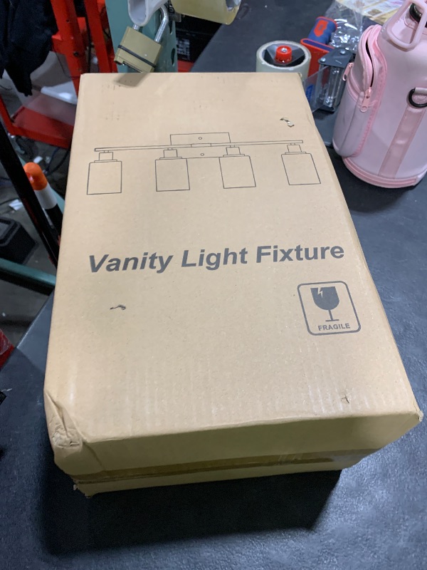 Photo 1 of 4-Light Vanity Light with Milky White Shades, Brushed Nickel Bathroom Lighting Fixtures Over Mirror, Modern Bathroom Wall Lamp for Mirror Living Room Cabinet Bedroom