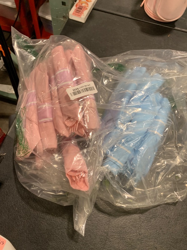 Photo 1 of Lasnten 200 Pcs Pre-rolled Light Pink and Blue Plastic Silverware Set for 50 Guest Baby Gender Reveal Party Supplies Include Napkins Knives Spoons and Forks for Baby Shower (Light Pink and Blue)