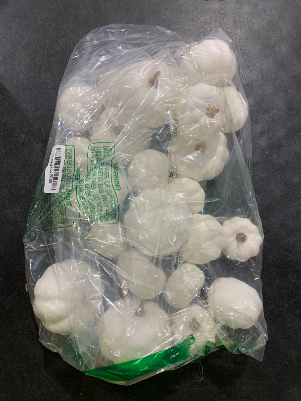 Photo 1 of Winlyn 12 Pcs Assorted Small Harvest White Artificial Pumpkins Faux Foam Pumpkins Decorative White Pumpkins for Fall Autumn Wedding Halloween Thanksgiving Table Tiered Tray Mantel Wreath Bowl Decor