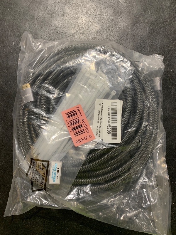 Photo 1 of 4K HDMI Extension Cable 40 Feet, HDMI 2.0 Braided Extender Male to Female Cord, Pure Copper 3D 4K@60Hz 2160p 1080p HDR HDCP 2.2 ARC (with 25 Ties, 25 U Nails, 2 HDMI Adapters)- 40FT