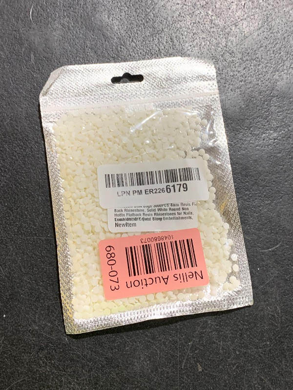Photo 1 of Wholesale Bulk Bags 3000PCS 4mm Resin Flat Back Rhinestone, Solid White Round Non Hotfix Flatback Resin Rhinestones for Nails, Tumblers, DIY Deco Bling Embellishments, Loose Glitter Crystal Stone