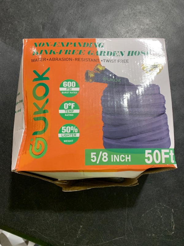 Photo 1 of GUKOK 2025 Upgraded 50FT Non-Expanding Garden Hose, Ultra-Light & Flexible Water Hose - Burst-Resistant, Kink-Free, High-Pressure, All-Weather Use for Lawns, Gardens, and Outdoor Cleaning