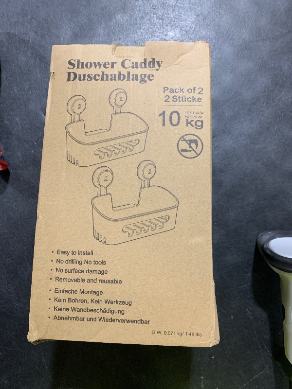 Photo 1 of LEVERLOC Shower Caddy Suction Cup 2 Pack, Shower Organizer Removable Bathroom Shelf, Storage Suction Powerful Max Hold 22lbs Bathroom Caddy Waterproof Holder, White