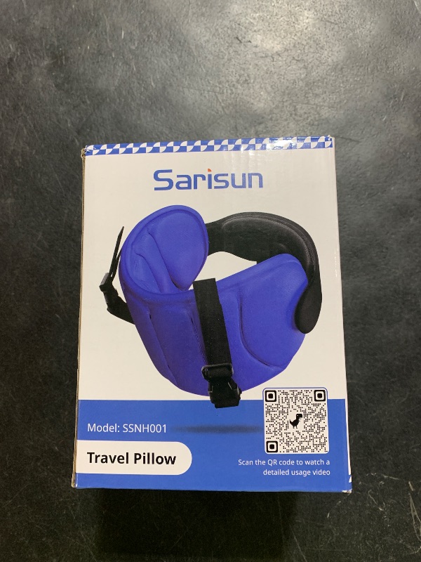 Photo 1 of SARISUN Travel Pillows for Airplanes, Airplane Pillow for Long Flight, Airplane Head Strap with Eye Mask for Sleep, Travel Neck Pillow for Car Road Trip, 360° Support Headrest, Stop Bobblehead, Black