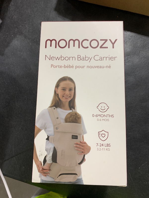 Photo 1 of Momcozy Newborn Baby Carrier - Ergonomic, Cozy and Lightweight Carrier for 7-24lbs, Adjustable Neck Support with Sunshield, Breathable Airmesh Perfect for Summer Outing, Khaki