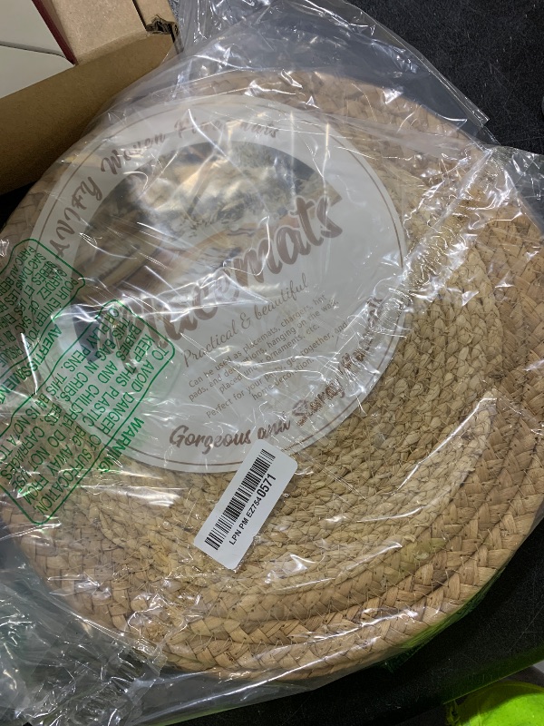 Photo 1 of 13 in Round Woven Placemats Plate Chargers Set of 6, Chargers for Dining Table Decor Boho Farmhouse Rustic Rattan Wicker Table Mats Jute Braided Place Mats Chargers for Dinner Plates