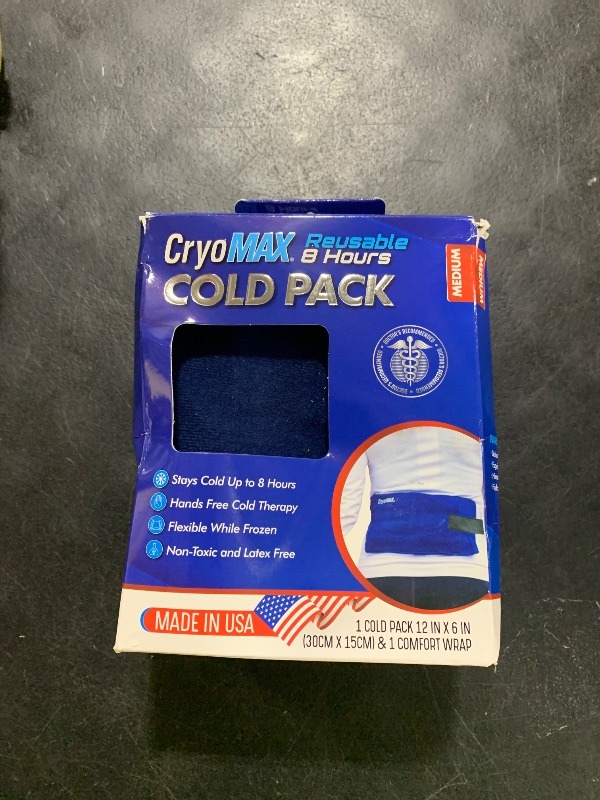Photo 1 of Cryo-Max Cold Pack, 8 Hour Reusable Cold Therapy Ice Pack for Elbows, Knees, Neck + More, Medium, 6" x 12" (1 Count)