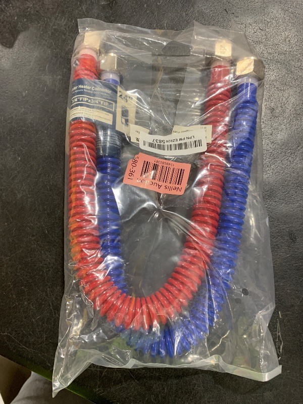 Photo 1 of PLUMBINGMASTER Stainless Steel Corrugated Water Heater Connector, 24-Inch, 1" FIP* 1" FIP red and blue color Corrugated Water flexible hose, Leak-Proof, 10-Year Warranty, 2-pack