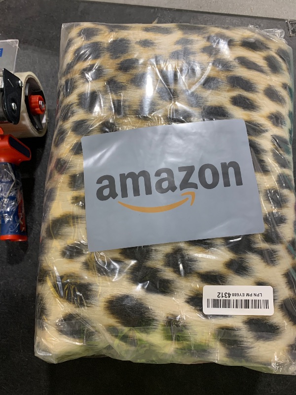 Photo 1 of Leopard Area Rug Animals Printed Hide Mats Faux Fur Cowhide Skin Carpet for Home Office, Living Room, Bedroom, 5.2ft x 6.5ft (160 x 200cm)