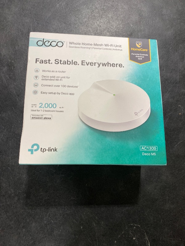 Photo 1 of TP-Link Deco M5 Mesh WiFi Router - Dual Band Gigabit Wireless Router, Quad-core CPU, MU-MIMO, HomeCare, Parental Control, Up to 2,000 sq. ft. Coverage, Works with Alexa, 1-Pack